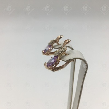 Серьги с камнями, золото 585 III Категория, вес 4.45 г.