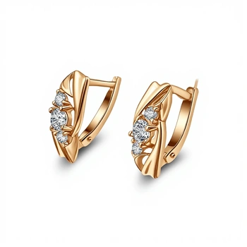 Серьги со вставками, золото 585 (14K), вес 3 г.