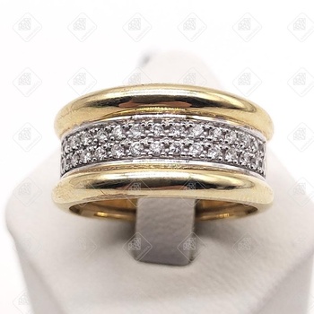Кольцо с бриллиантами, золото 585 IV Категория, вес 9.46 г.