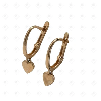 Серьги "Сердечки", золото 585 II Категория, вес 1.62 г.