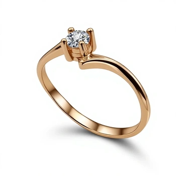 Кольцо с Бриллиантом  0,14 ct, золото 585 (14K), вес 1.31 г.