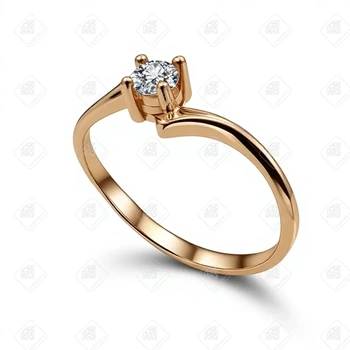 Кольцо с Бриллиантом  0,14 ct, золото 585 (14K), вес 1.31 г.