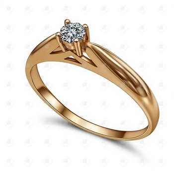 Кольцо с бриллиантом, золото 585 (14K), вес 1.28 г.