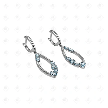 Серьги с Фианитами и Топазами, серебро I категория 925, вес 5.26 г.