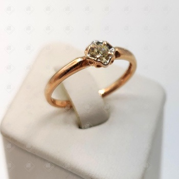 кольцо с бриллиантом 1бр кр57 0,069ct 6/5a, золото 585 II Категория, вес 1.29 г.