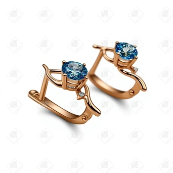 Серьги с топазом , золото 585 II Категория, вес 2.23 г.