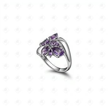 Кольцо с Аметистами, серебро I категория 925, вес 3.88 г.