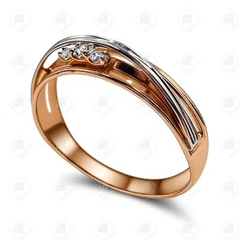 Кольцо с фианитами, золото 585 II Категория, вес 1.85 г.