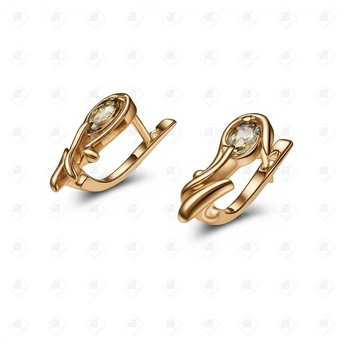 Серьги с раухтопазом, золото 585 (14K), вес 3.71 г.