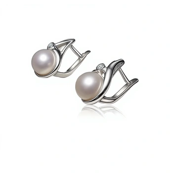 Серьги с жемчугом, золото 585 (14K), вес 6.08 г.