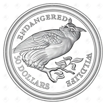 Острова Кука 50 долларов, 1991 ( Вымирающие виды - Филин) (Proof), серебро I категория 925, вес 19.2 г.