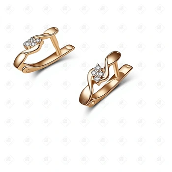 Серьги с бриллиантами, золото 585 (14K), вес 1.76 г.