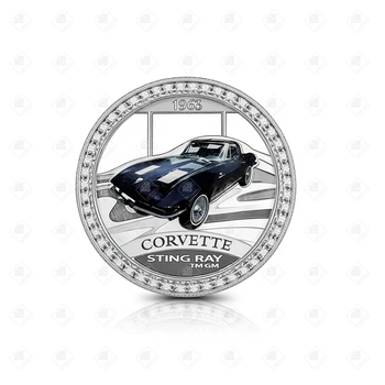 Монета 1 доллар 2006 года Corvette StingRay 1963 г., серебро 999, вес 31.1 г.