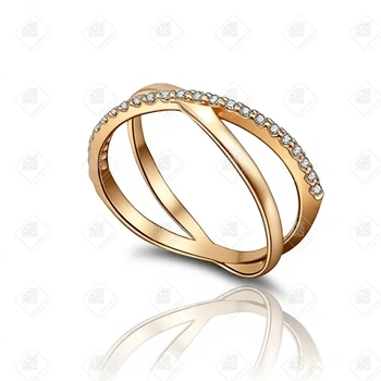 Кольцо с фианитами, золото 585 II Категория, вес 1.94 г.