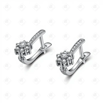 Серьги с фианитами, золото 585 II Категория, вес 2.39 г.