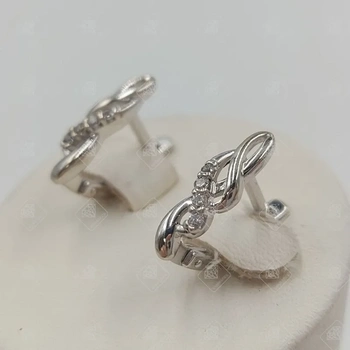 Серьги из белого золота с фианитами, золото 585 II Категория, вес 2.82 г.