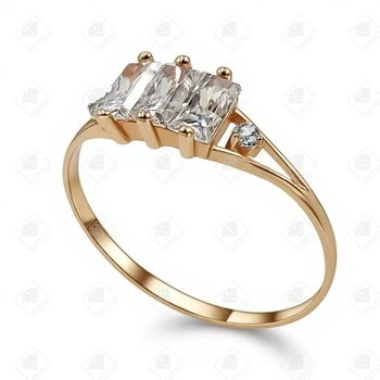 Кольцо с фианитами, золото 585 II Категория, вес 1.29 г.