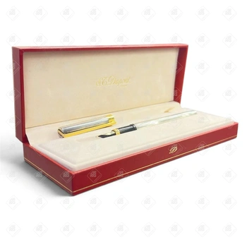 Перьевая ручка S.T. Dupont Montparnasse Chairman Fountain Pen - Silver Lined "Godron" Finish, 18k Medium Nib