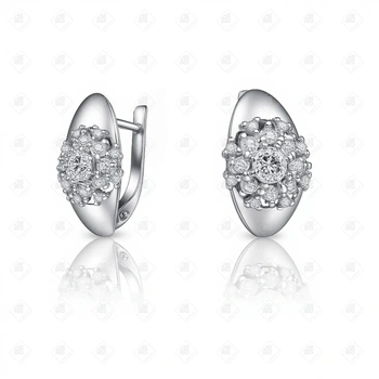 Серьги с фианитами, серебро I категория 925, вес 3.91 г.