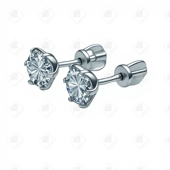 Серьги пусеты с фианитами, золото 585 II Категория, вес 1.87 г.