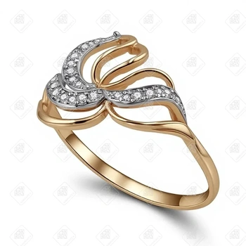 Кольцо с фианитами, золото 585 II Категория, вес 1.54 г.