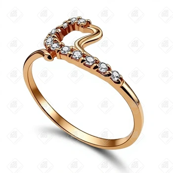 Кольцо с фианитами, золото 585 II Категория, вес 1.13 г.