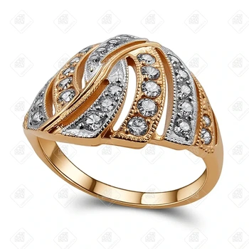 Кольцо с фианитами, золото 585 II Категория, вес 3.61 г.