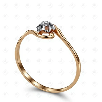 Кольцо с бриллиантом 0,027ct, золото 585 (14K), вес 1.09 г.