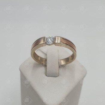Кольцо с бриллиантом 1Бр Кр57 0,24ct 4/5А, золото 585 II Категория, вес 3.46 г.