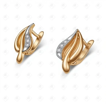 Серьги со вставками, золото 585 II Категория, вес 3.88 г.