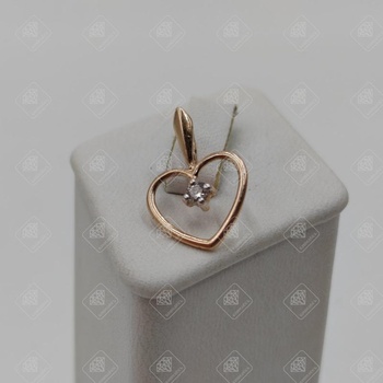 Подвеска Сердце с бриллиантом 1Бр Кр57 0.058ct 5/5A, золото 585 III Категория, вес 0.68 г.