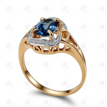 Кольцо с Топазом, золото 585 (14K), вес 3.56 г.