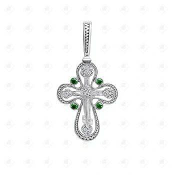 Крест с фианитами, серебро I категория 925, вес 1.3 г.