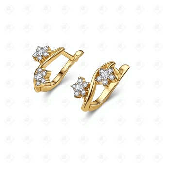 Серьги с камнями , золото 585 (14K), вес 4 г.