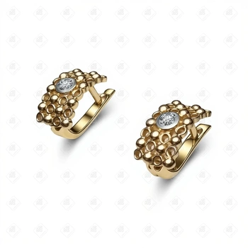 Серьги с бриллиантами 0.11ct, золото 585 (14K), вес 4.06 г.