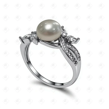 Кольцо с камнями и жемчугом, серебро I категория 925, вес 3.53 г.