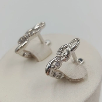 Серьги из белого золота с фианитами, золото 585 II Категория, вес 2.82 г.