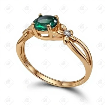 Кольцо с Изумрудом (гидротермальный), золото 585 II Категория, вес 1.82 г.
