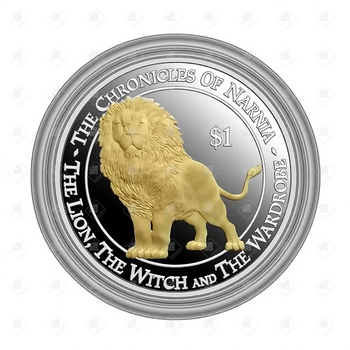 Монета Новая Зеландия Елизавета 2, 1 доллар (dollar) 2006 Хроники Нарнии, Лев Аслан, серебро 999, вес 31.1 г.