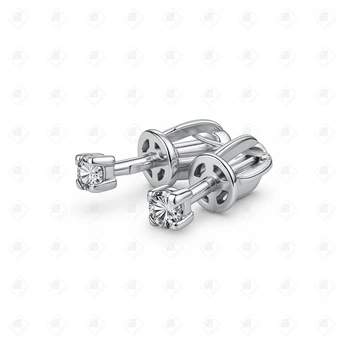 Серьги с фианитами, золото 585 II Категория, вес 1.56 г.