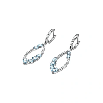 Серьги с Фианитами и Топазами, серебро I категория 925, вес 5.26 г.