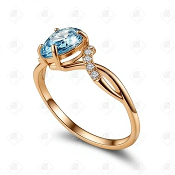 Кольцо с Топазом, золото 585 II Категория, вес 1.32 г.