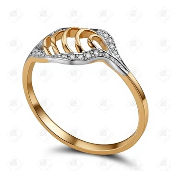 Кольцо с фианитами, золото 585 II Категория, вес 1.43 г.