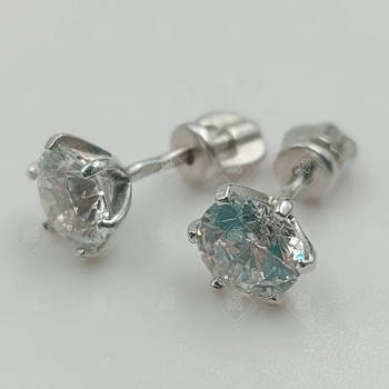 Серьги пусеты с фианитами, золото 585 II Категория, вес 1.87 г.