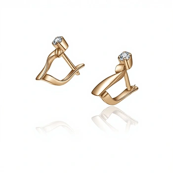 Серьги с камнями, золото 585 (14K), вес 2.39 г.