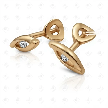 Серьги пусеты с фианитом, золото 585 II Категория, вес 1.5 г.