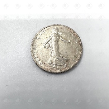 монета 1 франк, серебро I категория 925, вес 4.98 г.