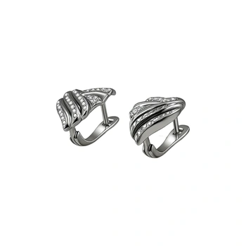 Серьги c Фианитами, серебро I категория 925, вес 3.63 г.
