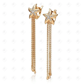 Серьги золотые, золото 585 II Категория, вес 4.21 г.