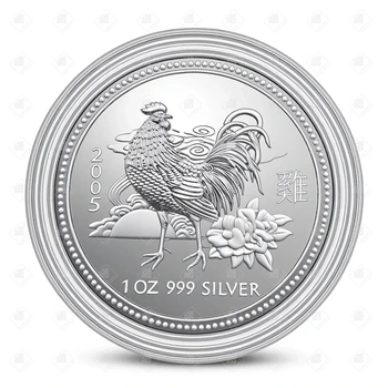 Монета1 Dollar 2005 года. Петух, серебро II категория 925, вес 31.1 г.